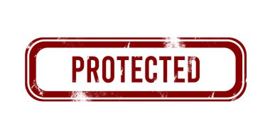 Korumalı - kırmızı grunge düğmesi, mühür