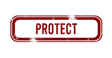 Koruma - Kırmızı grunge düğmesi, damga