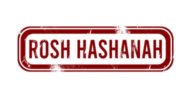 Rosh Hashanah - Kırmızı grunge düğmesi, damga