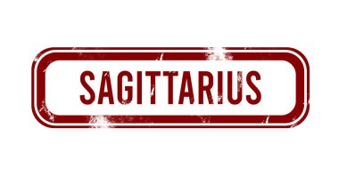 sargittarius - kırmızı grunge düğmesi, damga