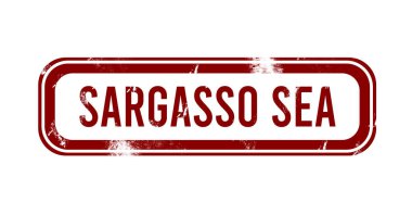 Sargasso Denizi - Kırmızı grunge düğmesi, damga
