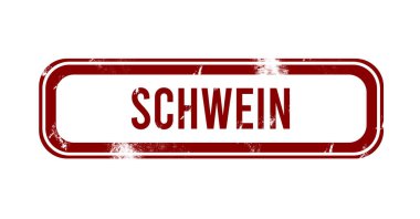 Schwein - kırmızı grunge düğmesi, damga
