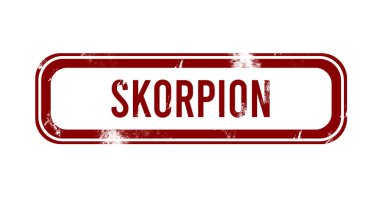 skorpion - kırmızı grunge düğmesi, damga
