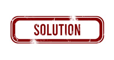 Çözüm - kırmızı grunge düğmesi, damga