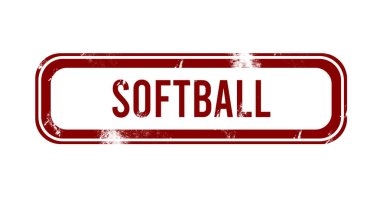 Softball - kırmızı grunge düğmesi, pul