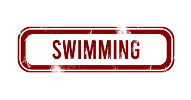 Yüzme - kırmızı grunge düğmesi, pul