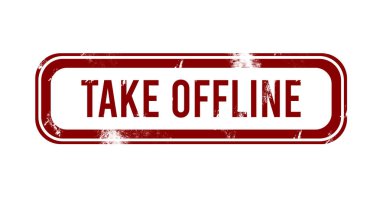 Çevrimdışı - kırmızı grunge düğmesi, damga