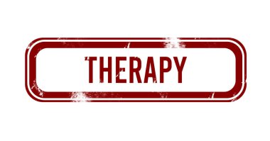 Terapi - kırmızı grunge düğmesi, damga