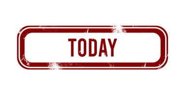Bugün - kırmızı grunge düğmesi, damga