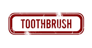diş fırçası - kırmızı grunge düğmesi, mühür