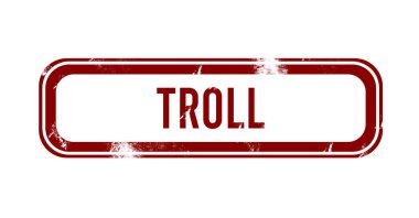 Trol - kırmızı grunge düğmesi, damga