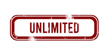 Sınırsız - kırmızı grunge düğmesi, mühür