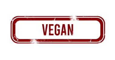 Vegan - Kırmızı grunge düğmesi, damga