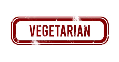 Vejetaryen - Kırmızı grunge düğmesi, damga