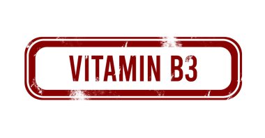 B3 vitamini - kırmızı grunge tuşu, damga