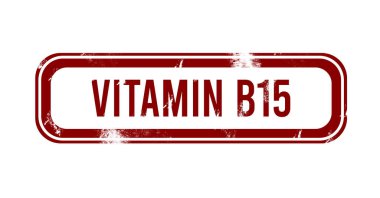 B15 vitamini - kırmızı grunge tuşu, damga