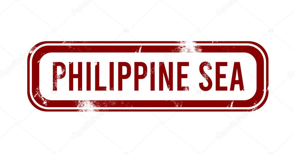 Philippine Sea - red grunge button, stamp