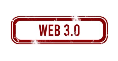 Web 3.0 - Kırmızı grunge tuşu, damga