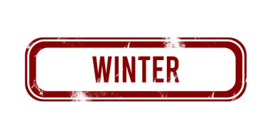 Kış - Kırmızı grunge düğmesi, damga