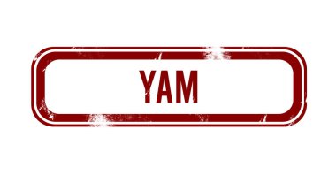 Yam - kırmızı grunge düğmesi, damga