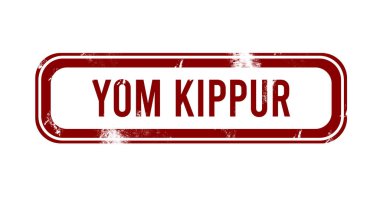 Yom Kippur - kırmızı grunge düğmesi, mühür
