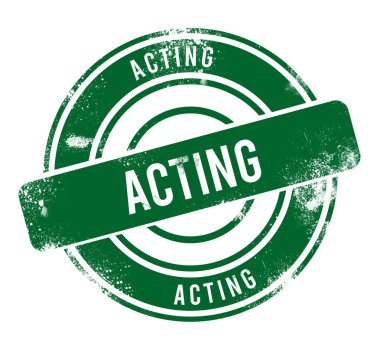 Oyunculuk - yeşil yuvarlak grunge düğmesi, damga