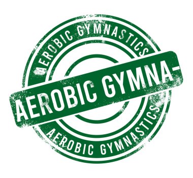 Aerobik Jimnastik - yeşil yuvarlak grunge düğmesi, damga