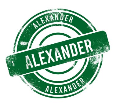 Alexander - yeşil yuvarlak grunge düğmesi, damga