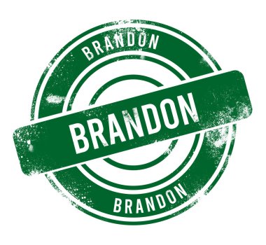 Brandon - yeşil yuvarlak grunge düğmesi, damga