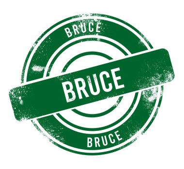 Bruce - yeşil yuvarlak grunge düğmesi, damga