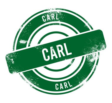 Carl - yeşil yuvarlak grunge düğmesi, damga