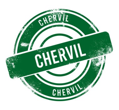 chervil - yeşil yuvarlak grunge düğmesi, damga