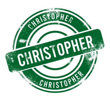 Christopher - yeşil yuvarlak grunge düğmesi, damga