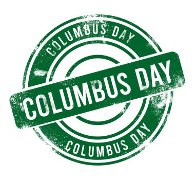 Columbus Günü - yeşil yuvarlak grunge düğmesi, mühür