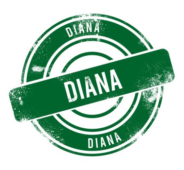 Diana - yeşil yuvarlak grunge düğmesi, damga