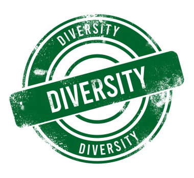 Çeşitlilik - yeşil yuvarlak grunge tuşu, mühür