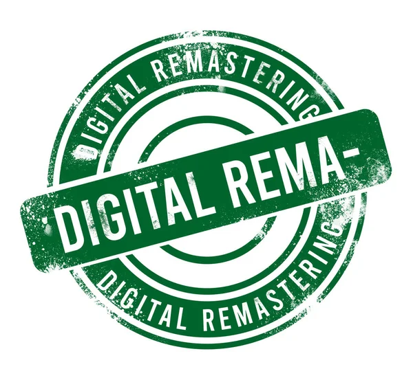 Remasterización Digital Botón Grunge Redondo Verde Sello — Foto de Stock