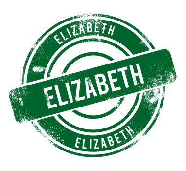 Elizabeth - yeşil yuvarlak grunge düğmesi, damga