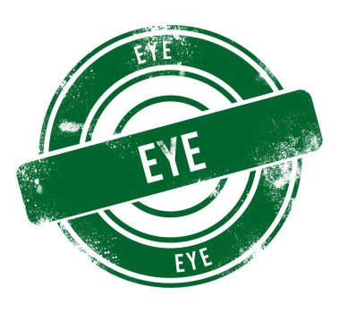 Göz - yeşil yuvarlak grunge düğmesi, damga