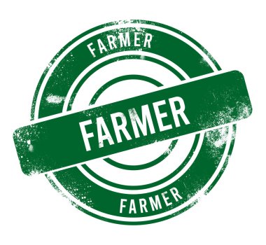 Çiftçi - yeşil yuvarlak grunge düğmesi, damga