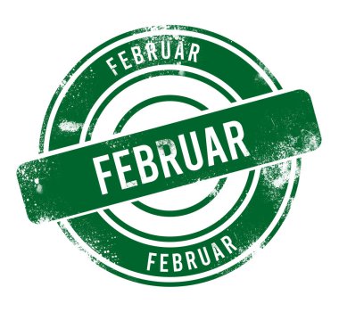 Februar - yeşil yuvarlak grunge düğmesi, damga