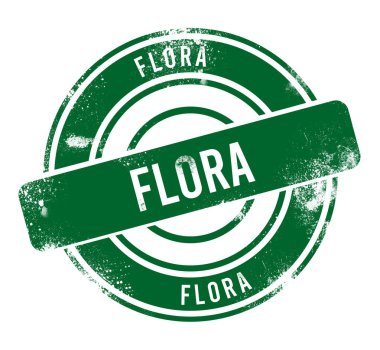 Flora - yeşil yuvarlak grunge düğmesi, damga