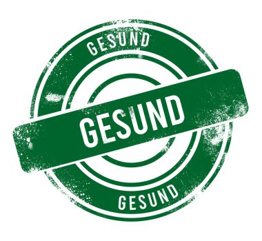 Gesund - yeşil yuvarlak grunge düğmesi, damga
