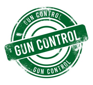 Silah kontrolü - yeşil yuvarlak grunge düğmesi, pul