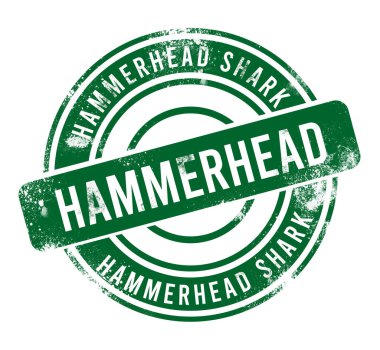 çekiç başlı köpekbalığı - yeşil yuvarlak grunge düğmesi, damga