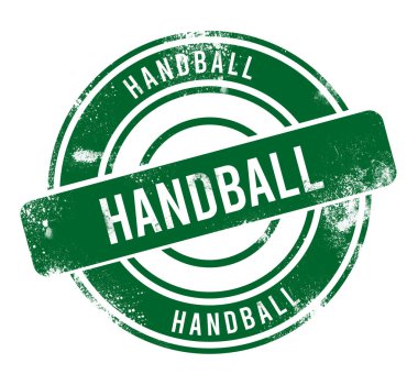 Hentbol - yeşil yuvarlak grunge düğmesi, pul