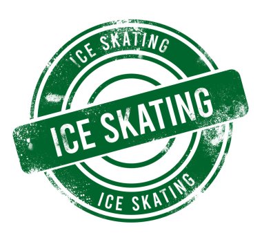 Buz pateni - yeşil yuvarlak grunge düğmesi, pul