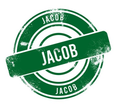 Jacob - yeşil yuvarlak grunge düğmesi, damga