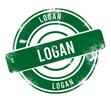 Logan - yeşil yuvarlak grunge düğmesi, damga