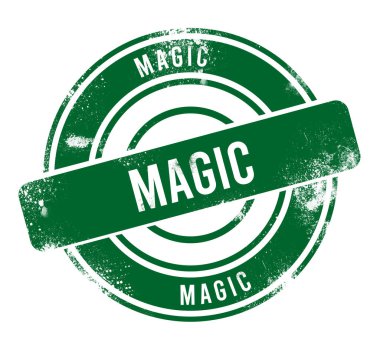 Sihir - yeşil yuvarlak grunge düğmesi, damga